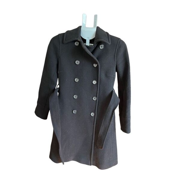 ✨SALE✨ J. Crew Stadium Cloth belted black coat 2p - Picture 4 of 6